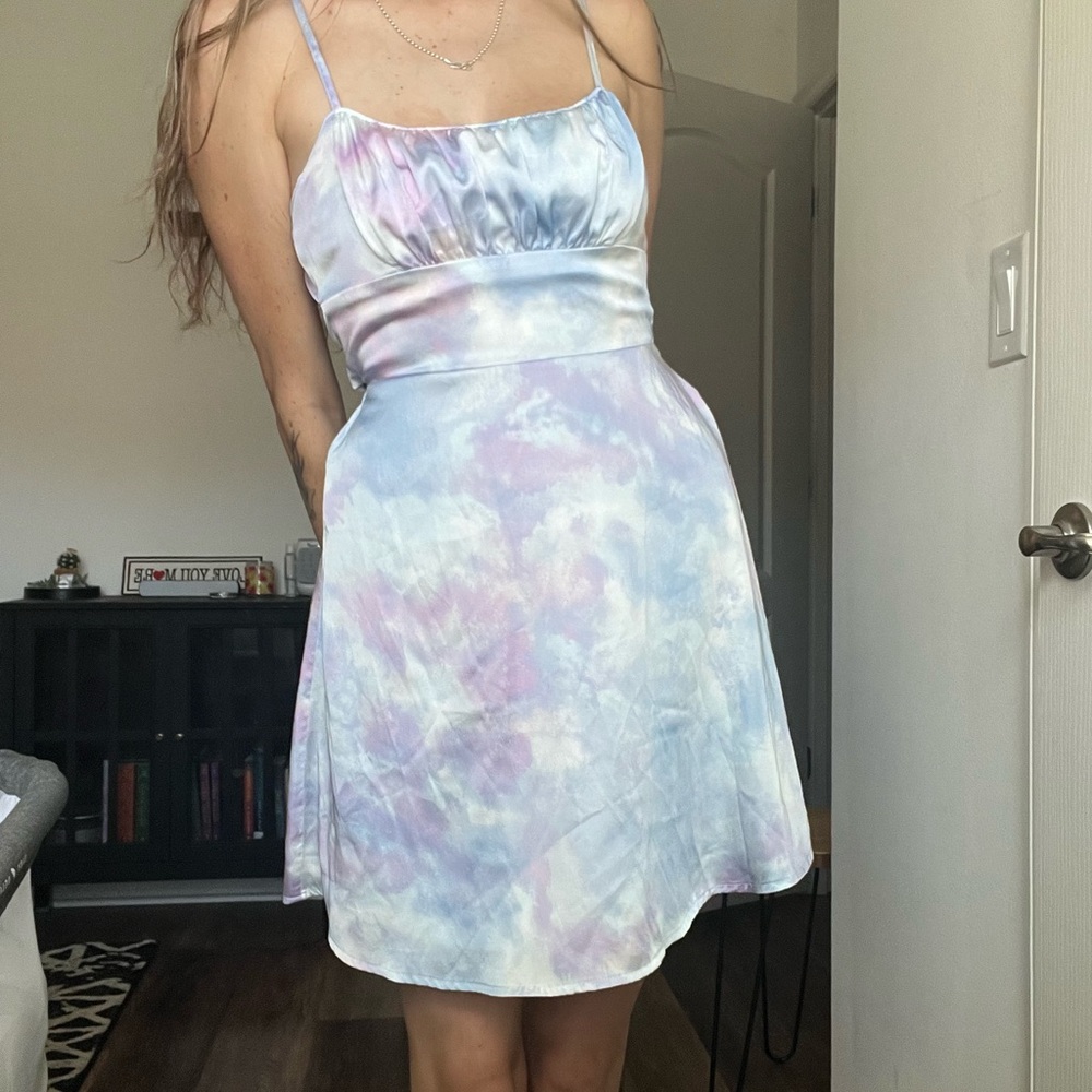 Pastel Tie-Dye Spaghetti Strap Dress
